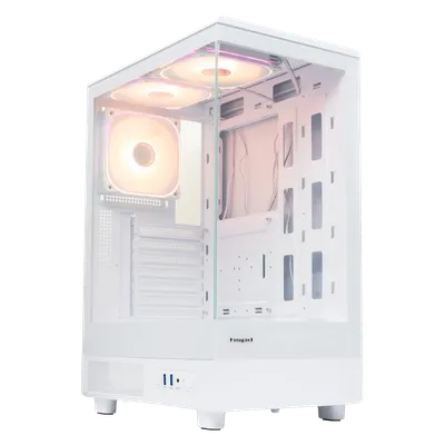 Корпус ПК HSPD F510-TGWH-ARGB, Panoramic Mid Tower, белый, TG, 3x120мм ARGB, без БП