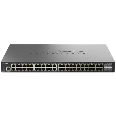 Коммутатор D-Link Управляемый L2 коммутатор, 48x1000Base-T, 4x10GBase-X SFP+, защита от статического электричества до 6 кВ, CLI, консольный порт RJ-45, RPS, поддержка Dying Gasp