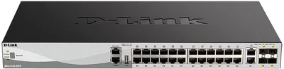 Коммутатор D-Link PROJ Управляемый L3 стекируемый коммутатор, 24x1000Base-T, 2x10GBase-T, 4x10GBase-X SFP+, защита от статического электричества до 6 кВ, CLI, порт управления 1000Base-T, консольный порт RJ-45, 1