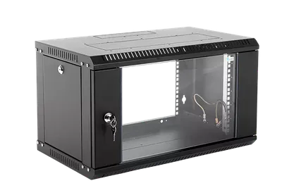 Шкаф коммутационный ЦМО ШРН-Эконом (ШРН-Э-9.350-9005) настенный 9U 600x350мм пер.дв.стекл 85кг черный 300мм 13.86кг 180град. 476мм сталь