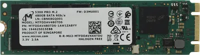Твердотельный накопитель Micron 5300PRO 480GB SATA M.2(22x80mm) 3D TLC R540/W410MB/s MTTF 3М 85000/36000 IOPS 1324TBW SSD Enterprise Solid State Drive, 1 year, OEM