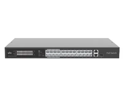  Uniview Коммутатор 24x100Mbps POE, 11000Mbps, 11000Mbps комбо, бюджет мощности 370 Вт, максимальная мощность на порт 30 Вт