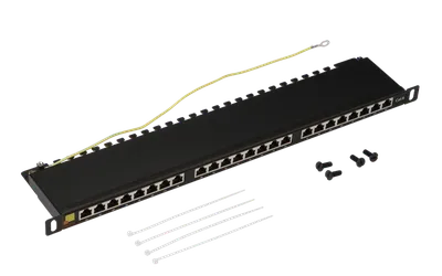 Патч-панель LANMASTER LAN-PPC24S6, 19", 24×RJ45, кат.6, экранированная, 0.5U